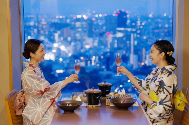 地上約140mから望む絶景の夕日とともに和のハイティーを楽しむ（品川プリンスホテル）