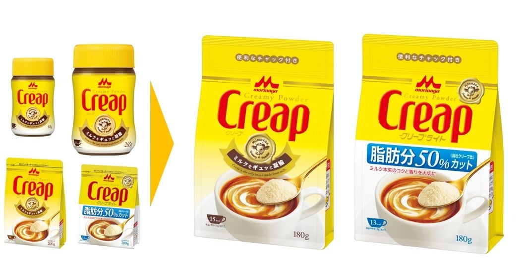 森永乳業 - クリーププラボトル3本セット クリープ」のプラスチックボトルが便利なチャック付き袋に
