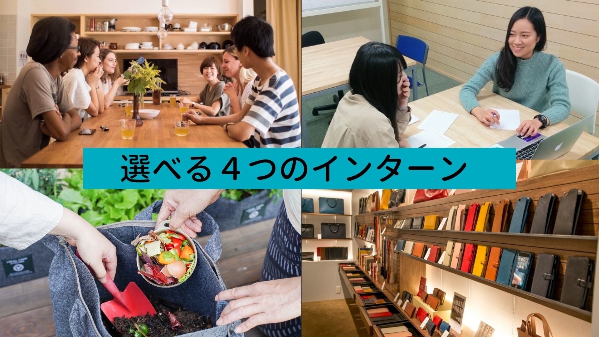 ボーダレス・グループの４社からインターンを自由に選択することが出来る