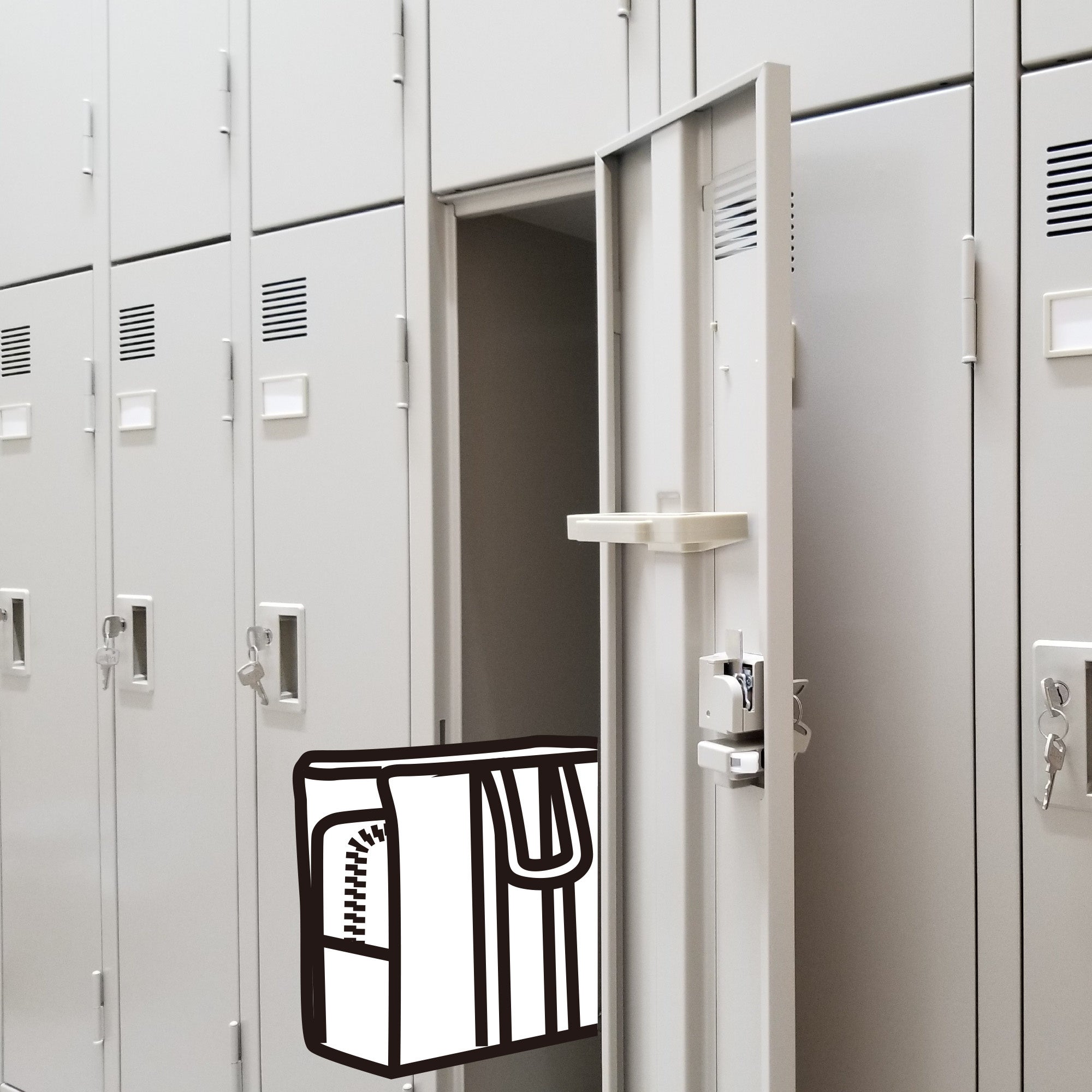 細身のロッカーに対応した幅と奥行き。電車などでの移動もスマートに。