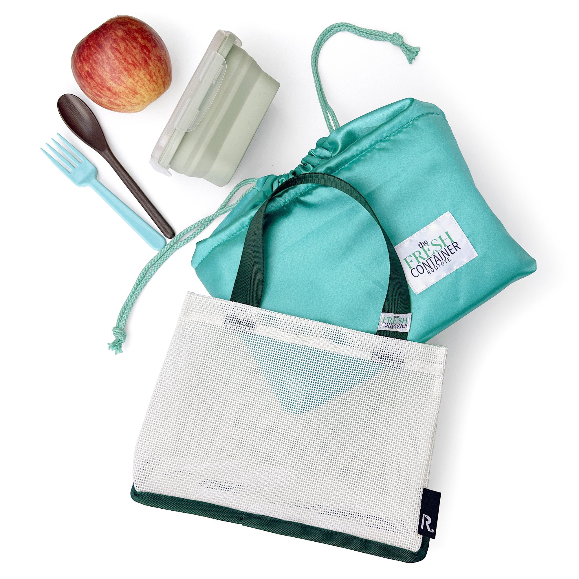 簡易保冷のための巾着が取り外せる2WAYデザインのトート。