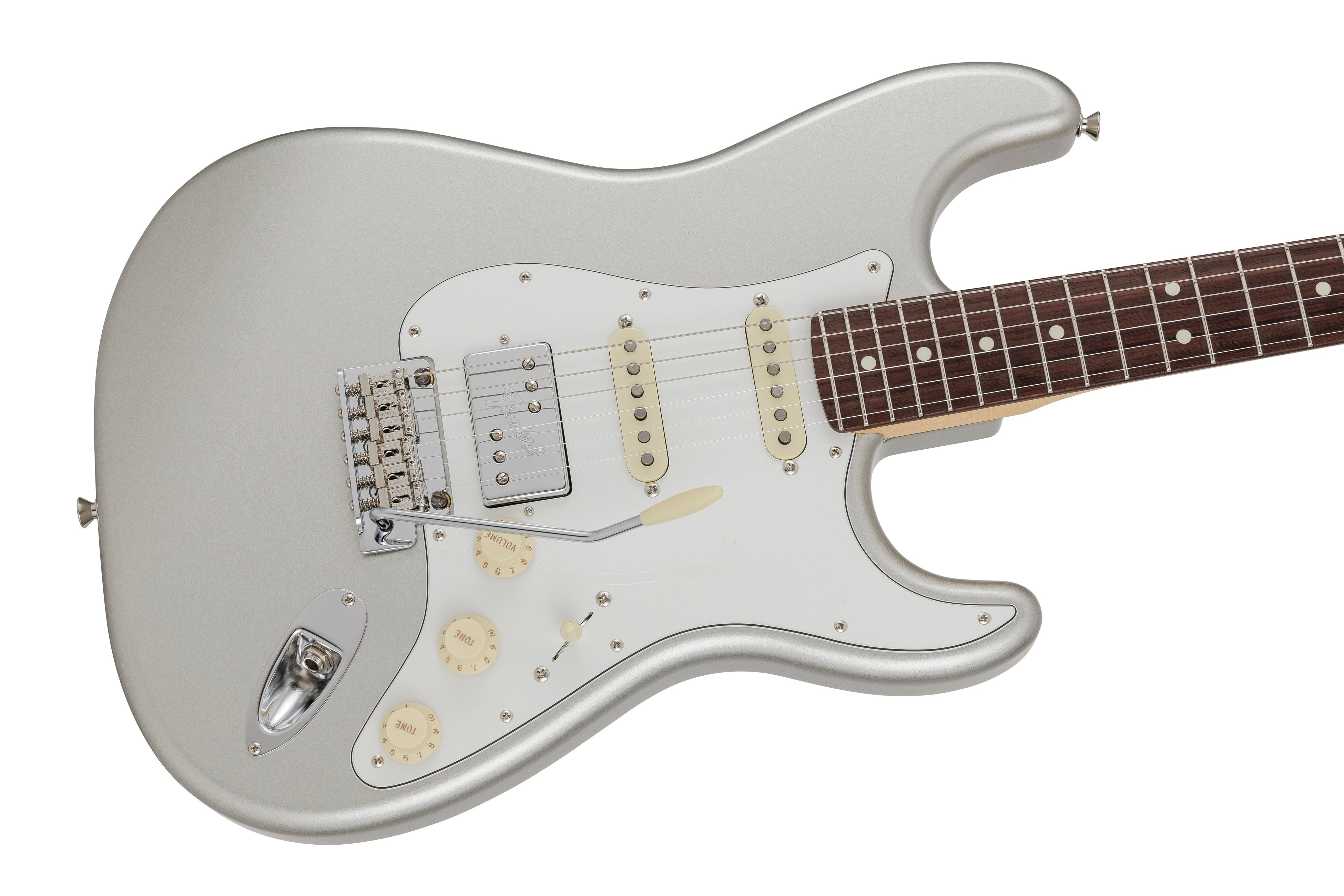 MADE IN JAPAN HYBRID II STRATOCASTER HSS LIMITED RUN INCA SILVER