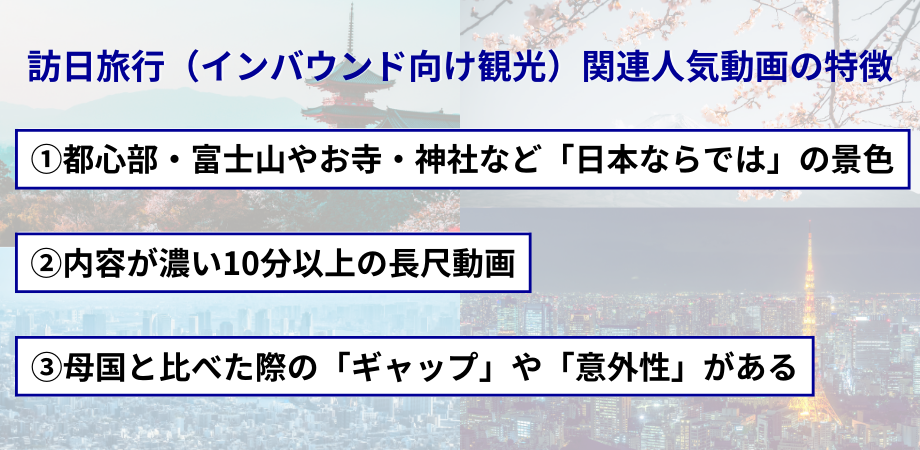 図4　 YouTubeで視聴回数の多い訪日旅行（インバウンド向け観光）関連動画の特徴