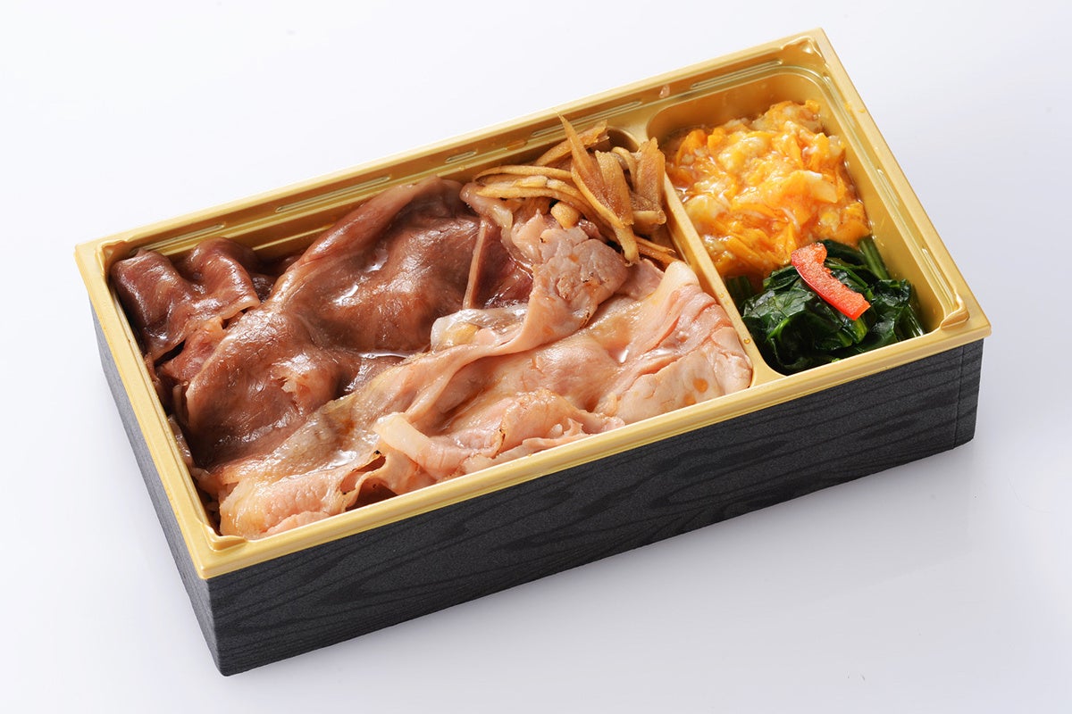 〈精肉工房 お肉のつぼ〉北海道産どろ豚＆黒毛和牛シルクロースすき焼重