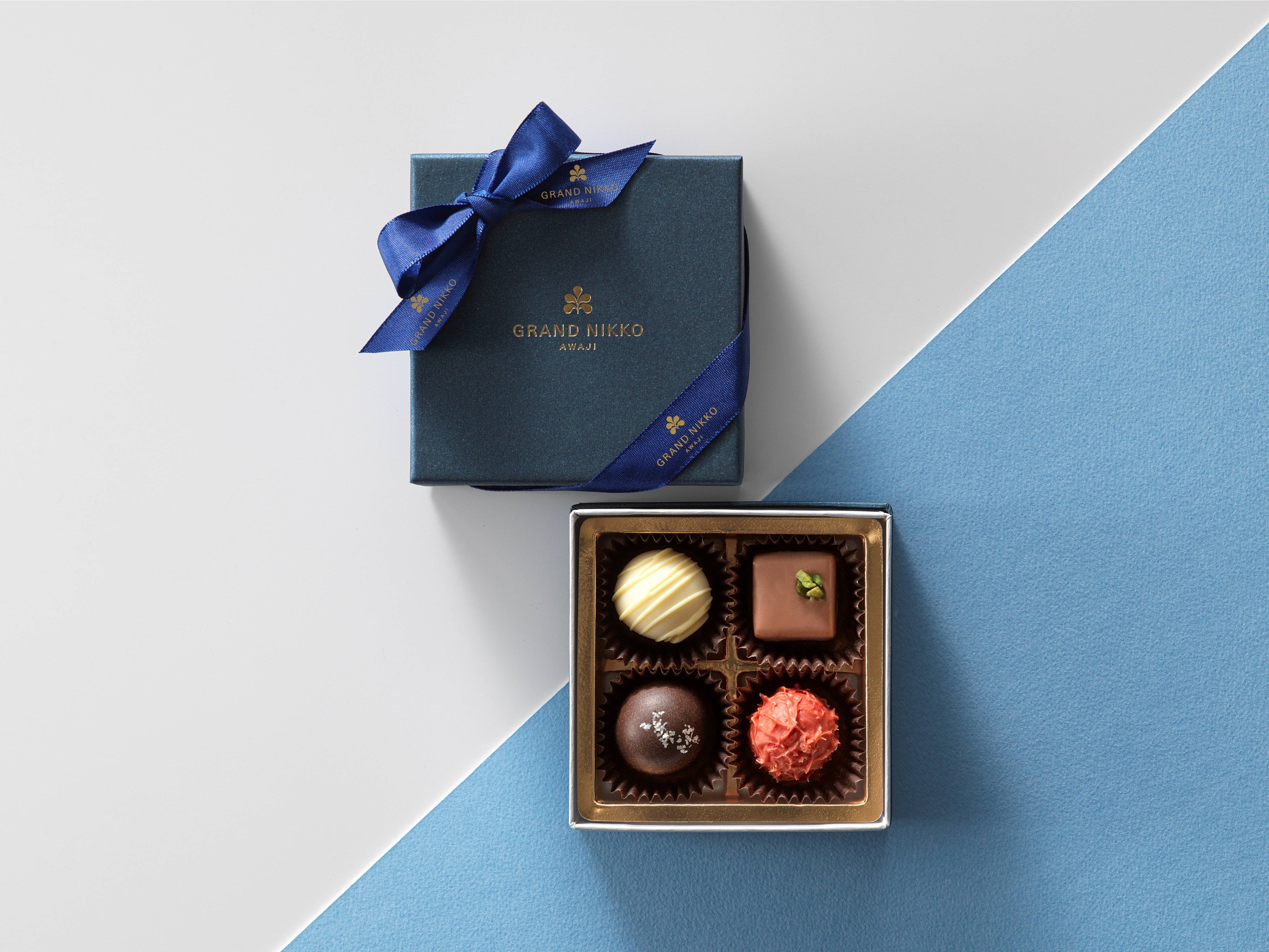 「キャトル」左上から時計回りに、シトロン、ピスターシュ、フレーズ、淡路島なると オレンジ