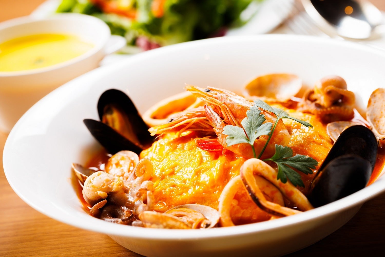 魚介のリゾットオムライス ～スープ仕立て～