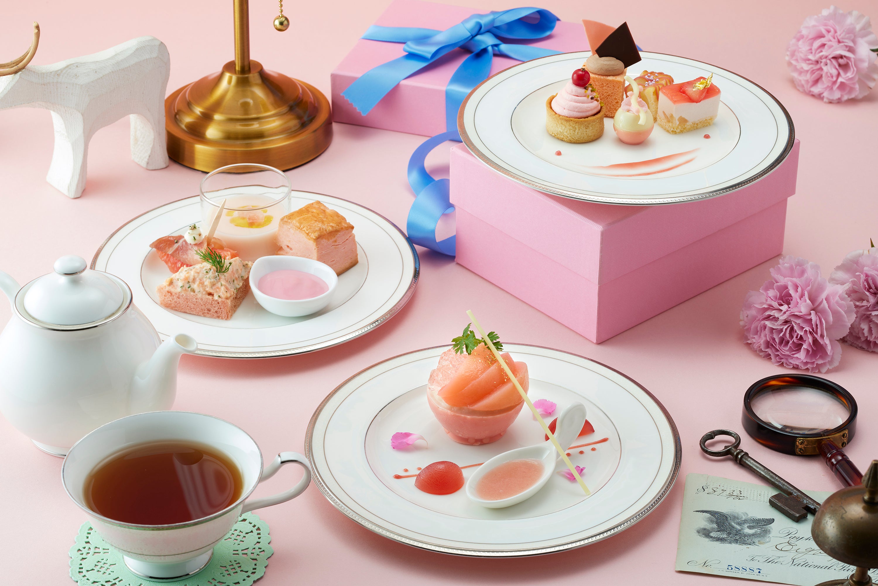 ピーチ×ピンク アフタヌーンティーセット