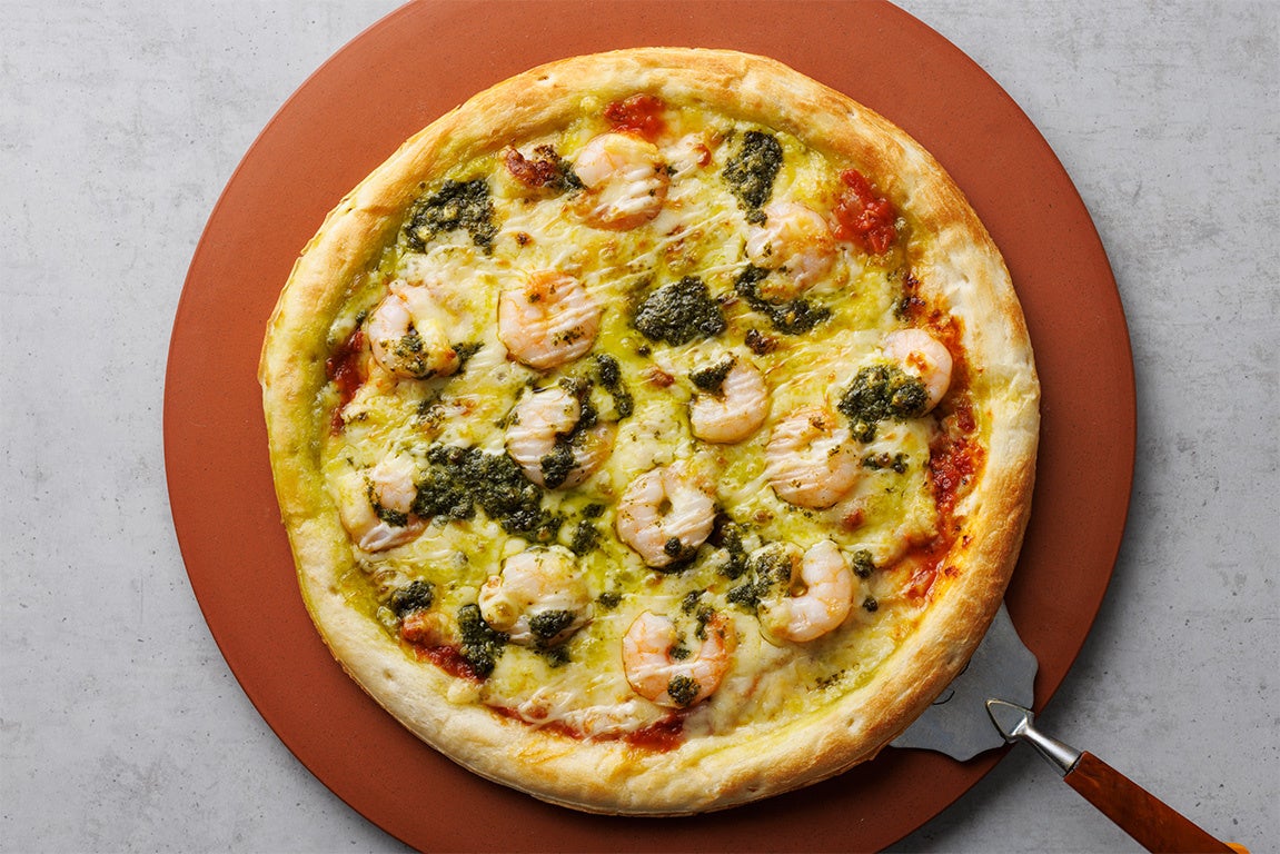 ＜海老のジェノベーゼピザ＞