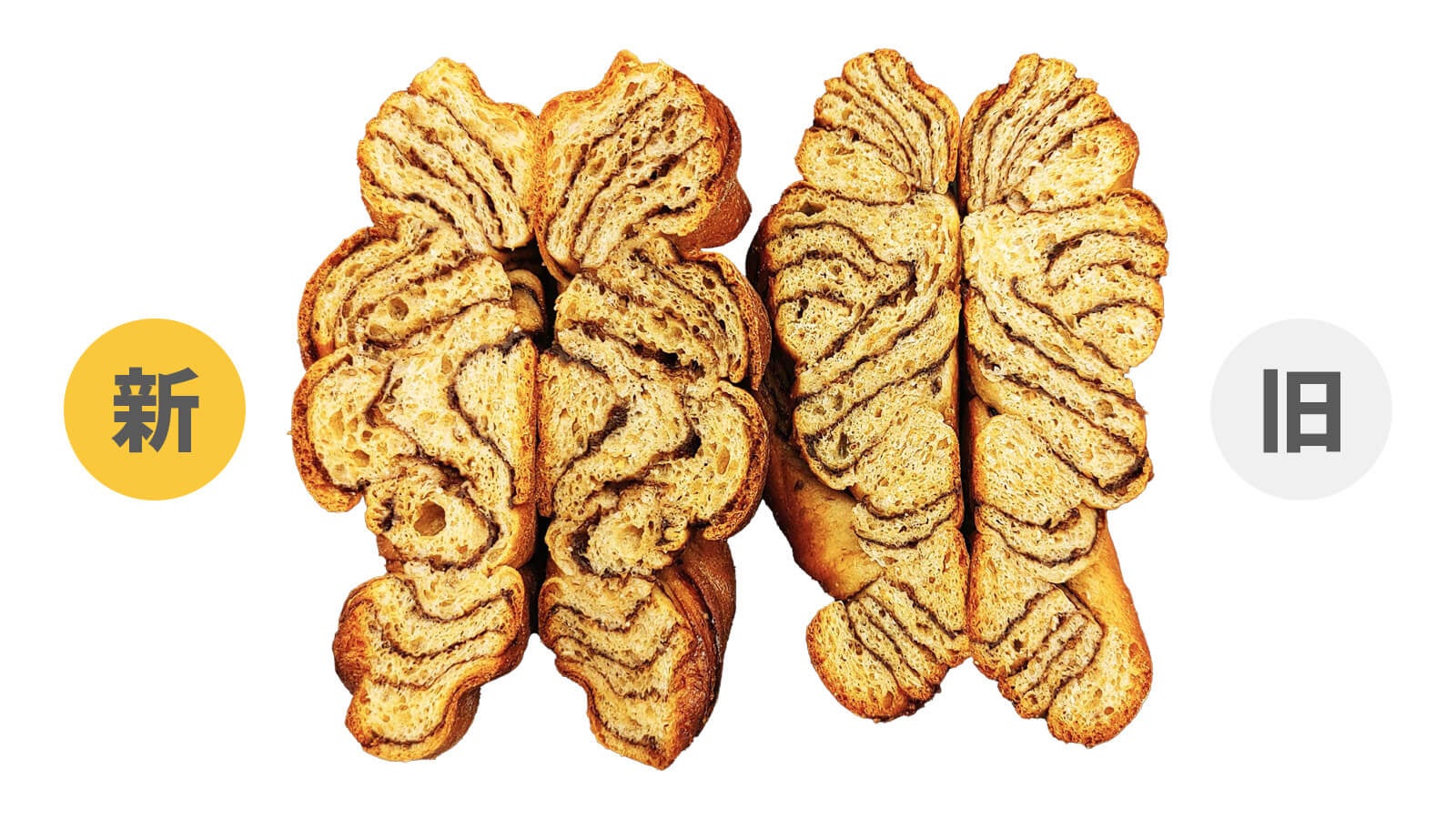 「BASE BREAD チョコレート」断面比較イメージ