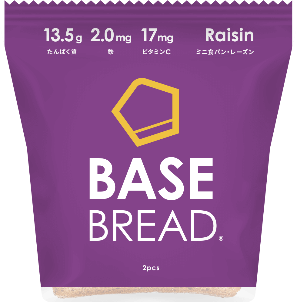 「BASE BREAD ミニ食パン・レーズン」パッケージ表