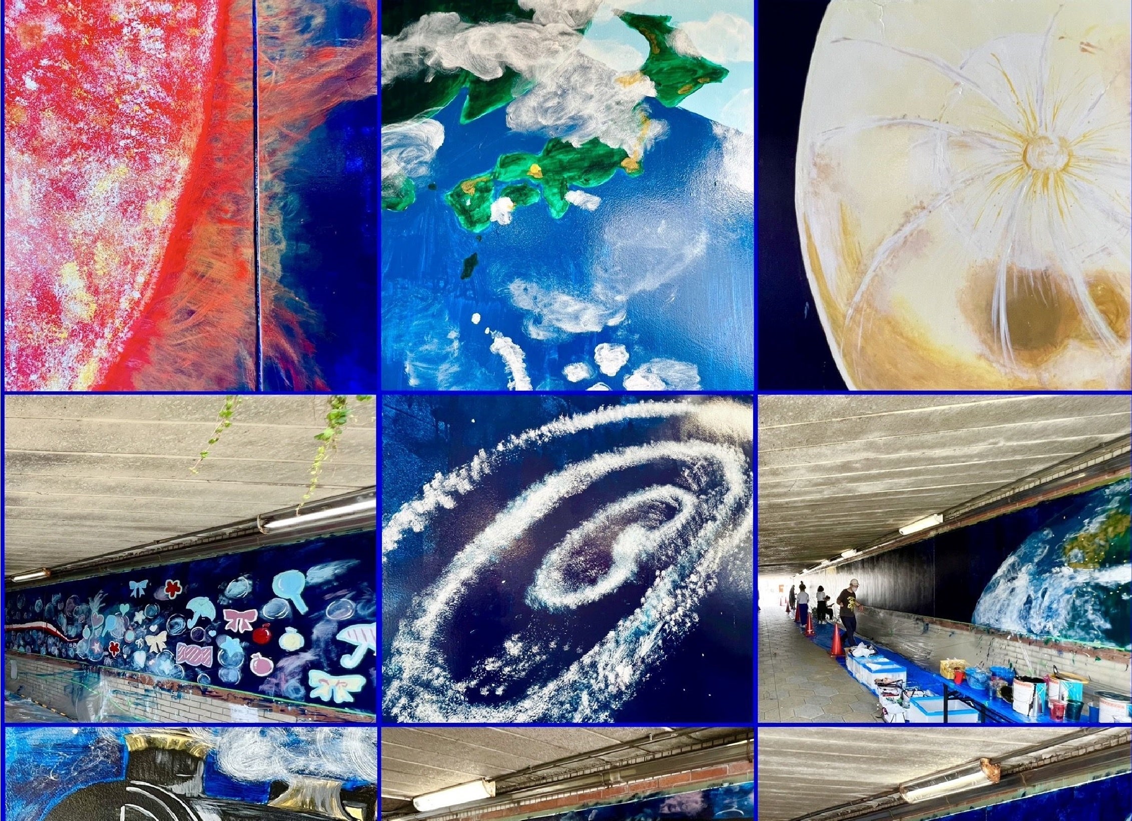 全長約27mの大きなトンネルに宇宙や銀河鉄道をイメージした 沢山のアートが施され、キラキラとした空間になりました