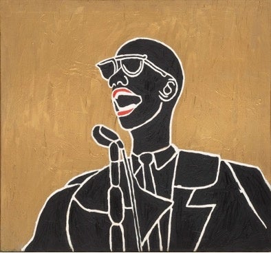 スザンヌ・マルーク、《演説家ーマルコム・X》、1984年、127.5 × 138.5 cm