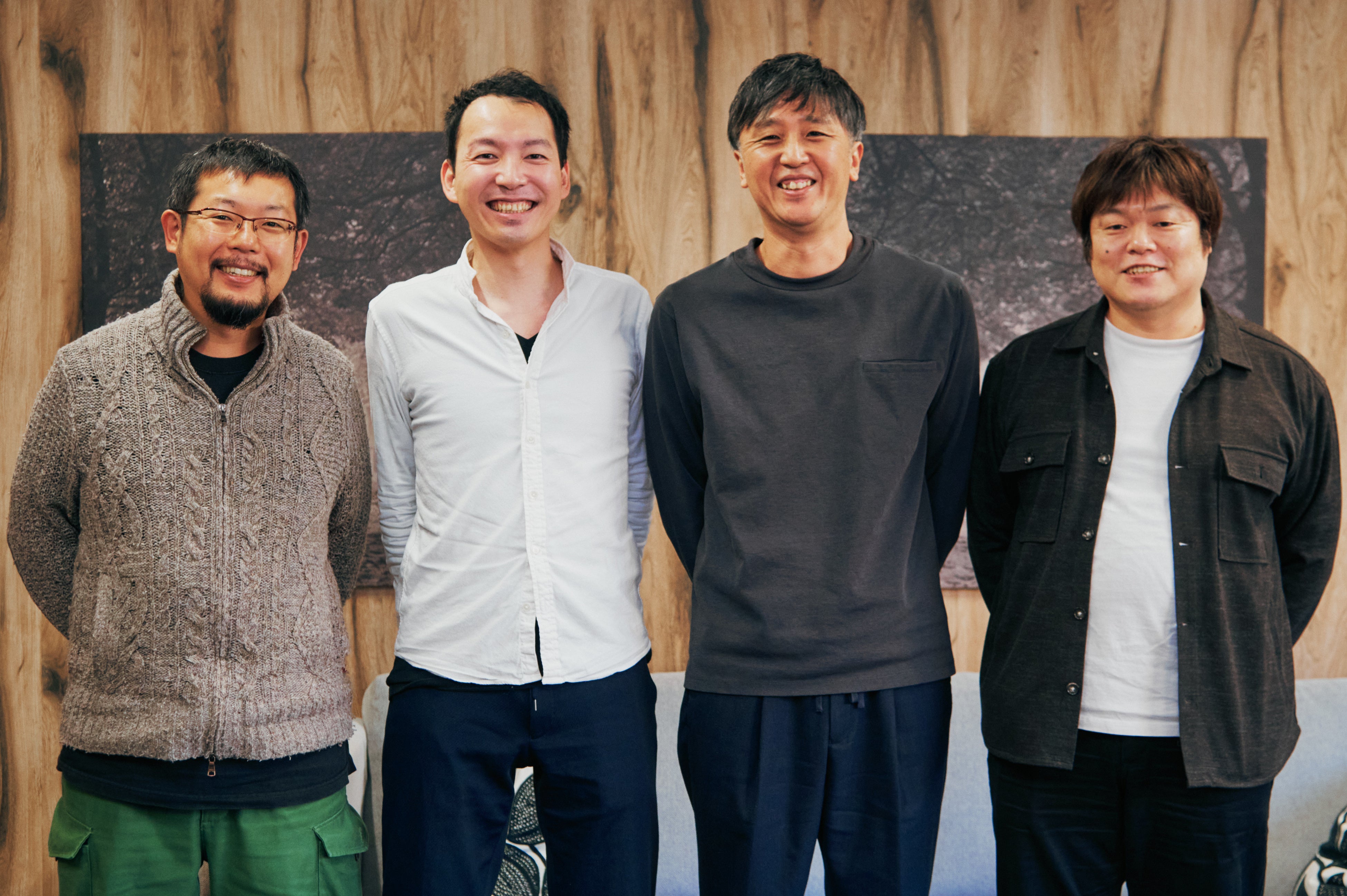 （写真左から）取締役CSO 後藤、取締役CFO 岡田、代表取締役CEO 内村、取締役 城戸