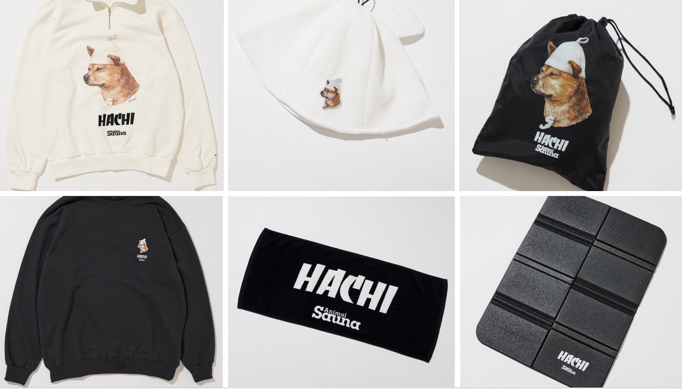 サウナセットはタオル(真中下)、サウナマット(右下)が特製バック(右上)に入れた3点セットで販売