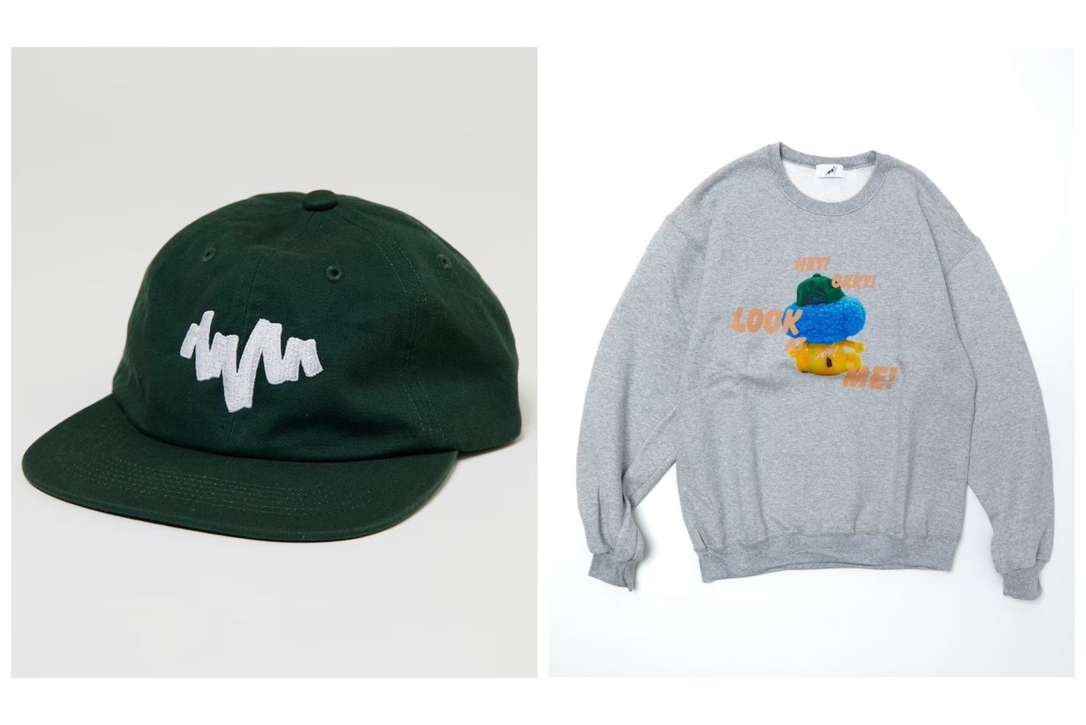 (左)CAP￥3,960taxin(右)スウェット￥7,700taxin