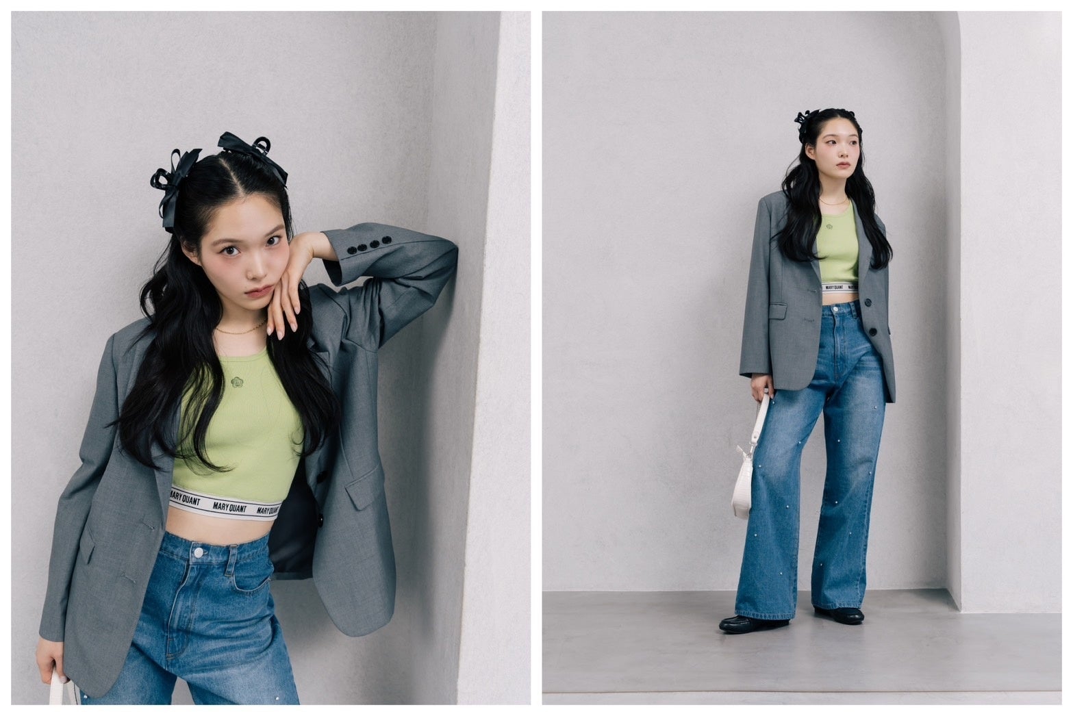 TOPS￥4,994　BLK・OFF・GREEN・BORDER　PANTS￥8,800　GRAY・BLUE