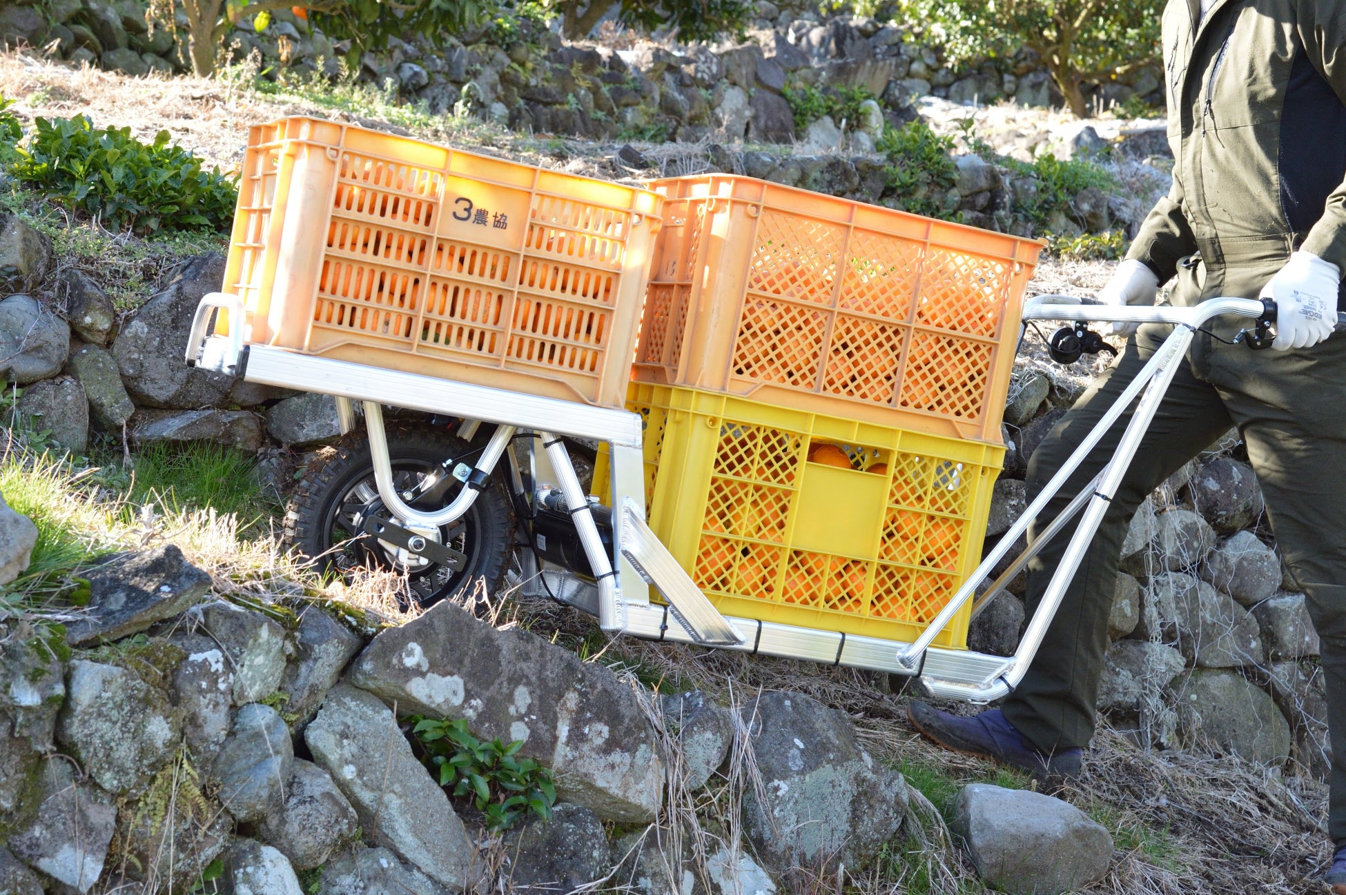 CuboRex、ねこ車電動化キット「E-Cat Kit」、愛媛県八幡浜支局との共催でみかん農家様の運搬労力削減に向けた講習会&実証実験を実施