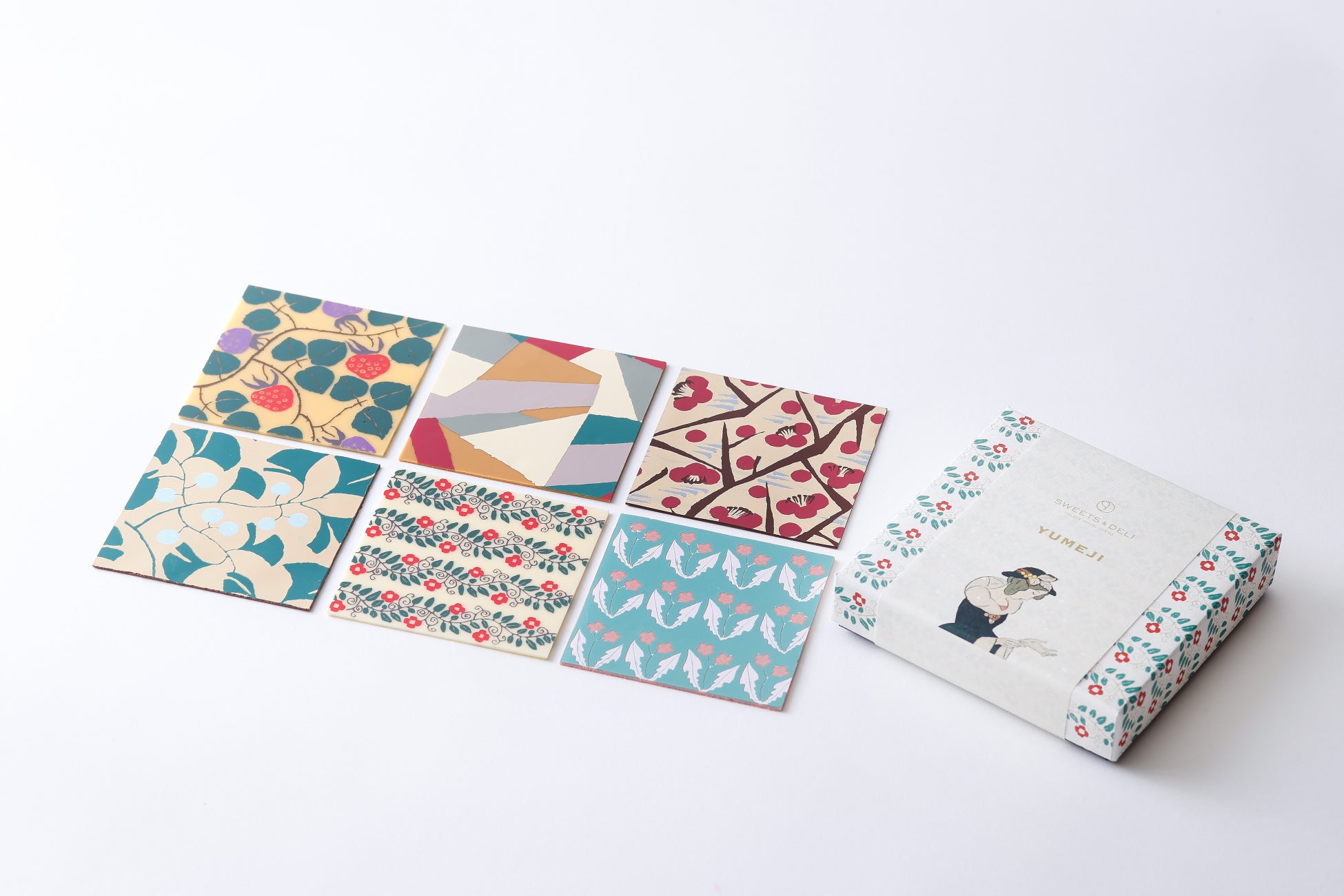 千代ちょこ-竹久夢二。画像のパッケージは展覧会場限定の《千代紙「蔓草」》(6枚入り)