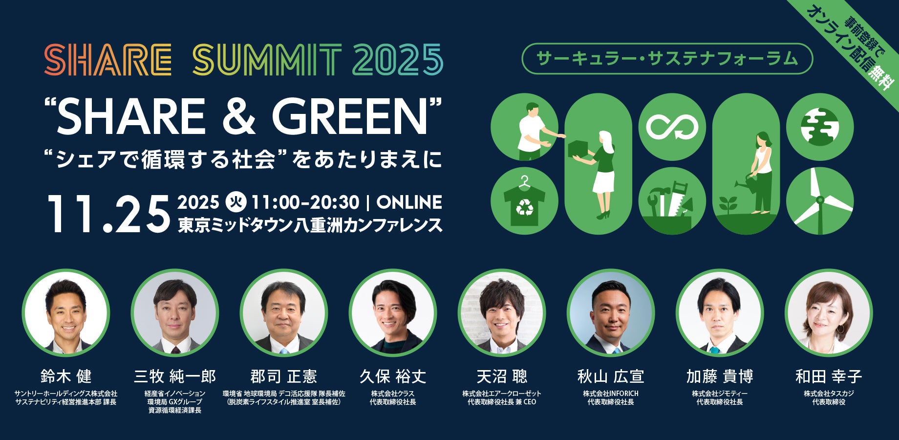 環境省、経済産業省 登壇決定!11月25日(火) 開催「サーキュラー・サステナフォーラム」の見どころ紹介 #シェアサミット2025