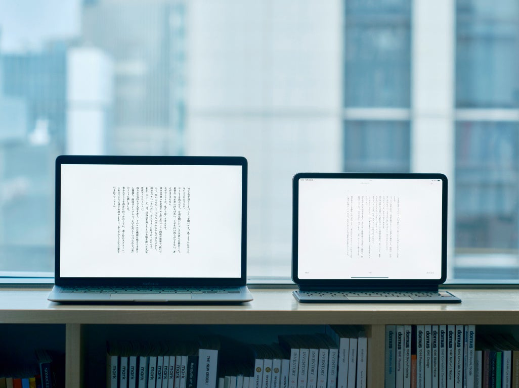 左：MacOS版stone、右：開発中のiPad版stoneデモ