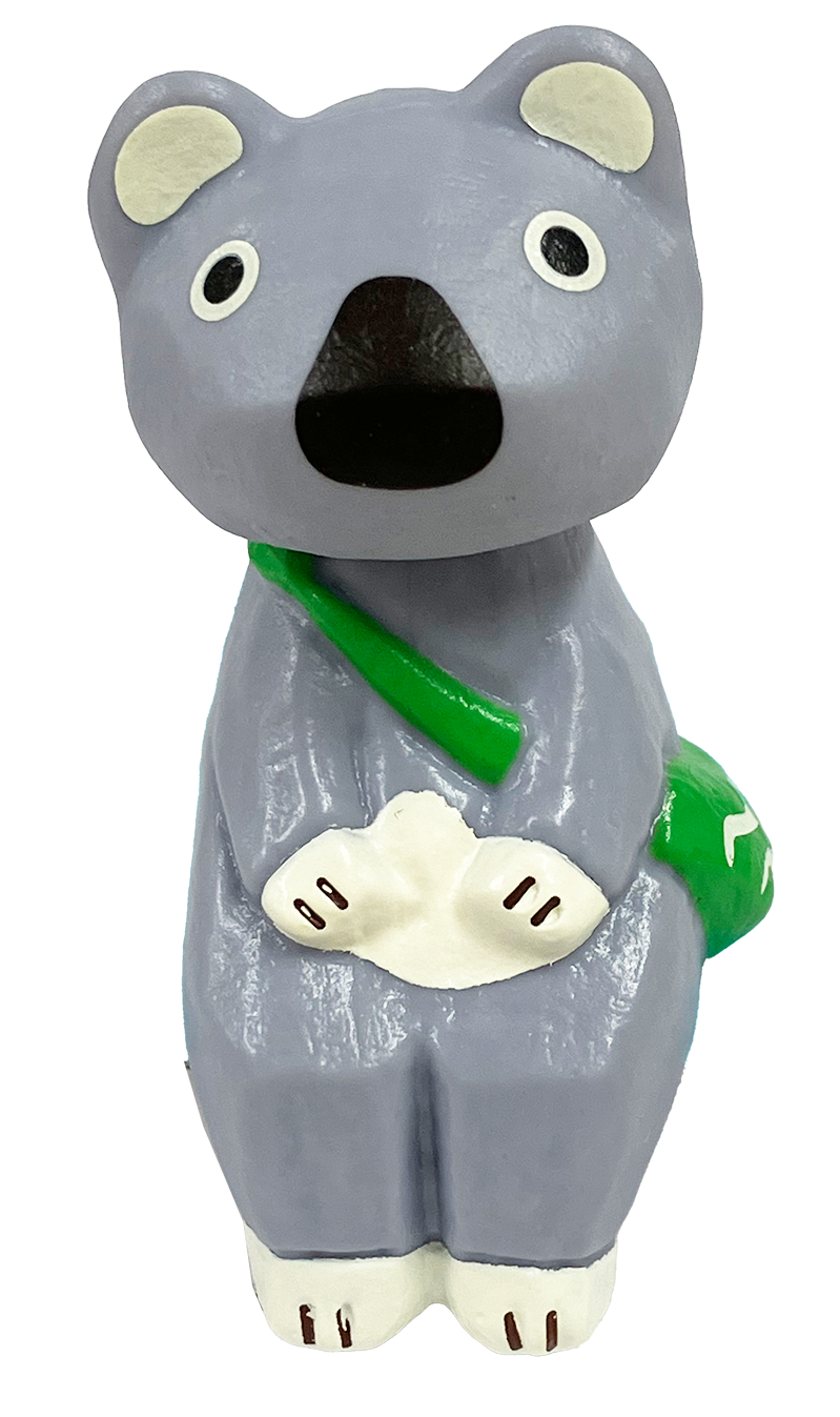 ちょこんと腰かける姿がかわいらしい動物たちの木製風フィギュア