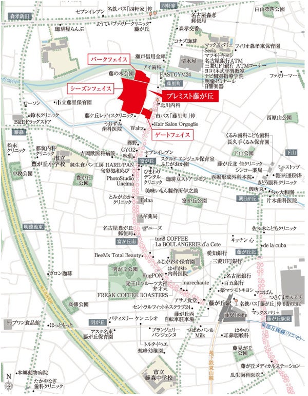 【現地地図】※マンションギャラリーは現地の東側にあります。