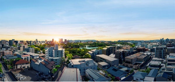 【「プレミスト大濠二丁目」から望む大濠公園】