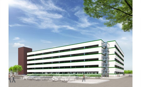 「環境配慮型 自走式立体駐車場」完成予想パース　※イメージであり、実際とは異なる場合があります。