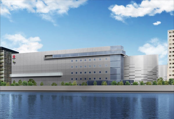 【外観パース（「東雲運河」の対岸から見た「（仮称）DPL東雲」）】