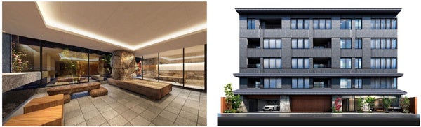 『イニシア京都御所南』　エントランスラウンジ・外観完成予想図