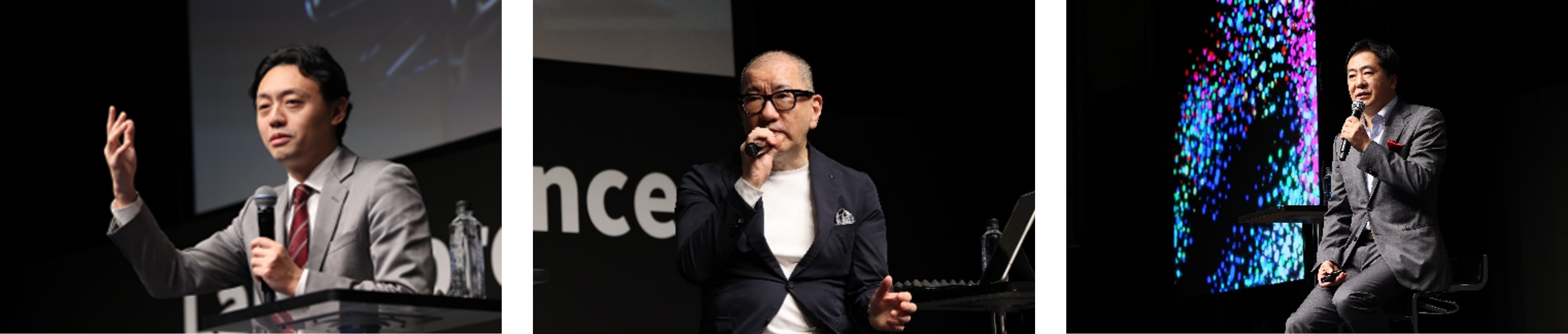 （左）松尾 豊 氏　　（中）馬渕 邦美 氏　　（右）当社代表取締役COO 志立 正嗣