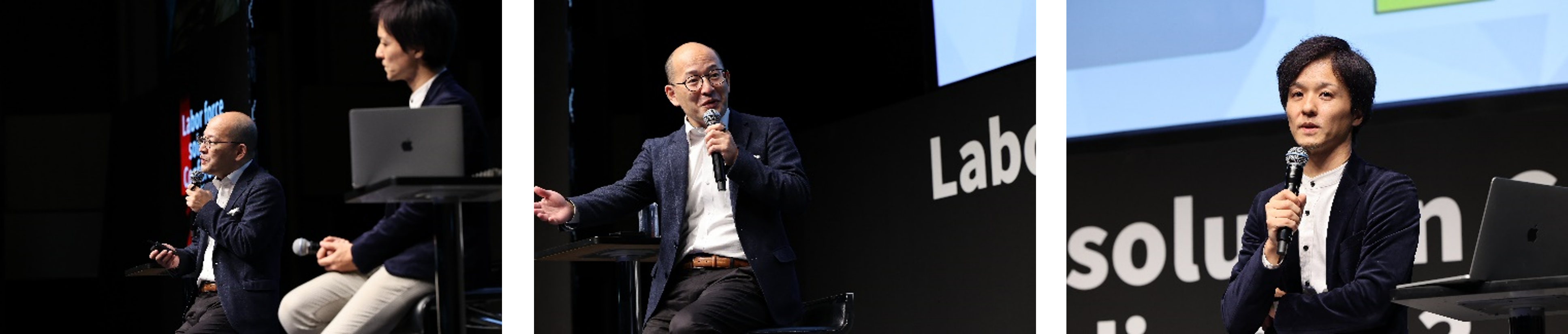 （左）トークセッションの様子　　（中）当社CHO 鬼頭 伸彰　　（右）服部 泰宏 氏