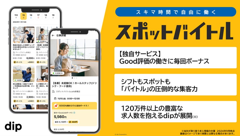 【日本初 】「Good Job ボーナス」でアルバイトの待遇・地位向上へ ディップ、「スポットバイトル」10月1日より開始
