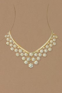 フルーレット モチーフがあしらわれた ネックレスのドローイング、1985年頃  ヴァン クリーフ＆アーペル アーカイブス