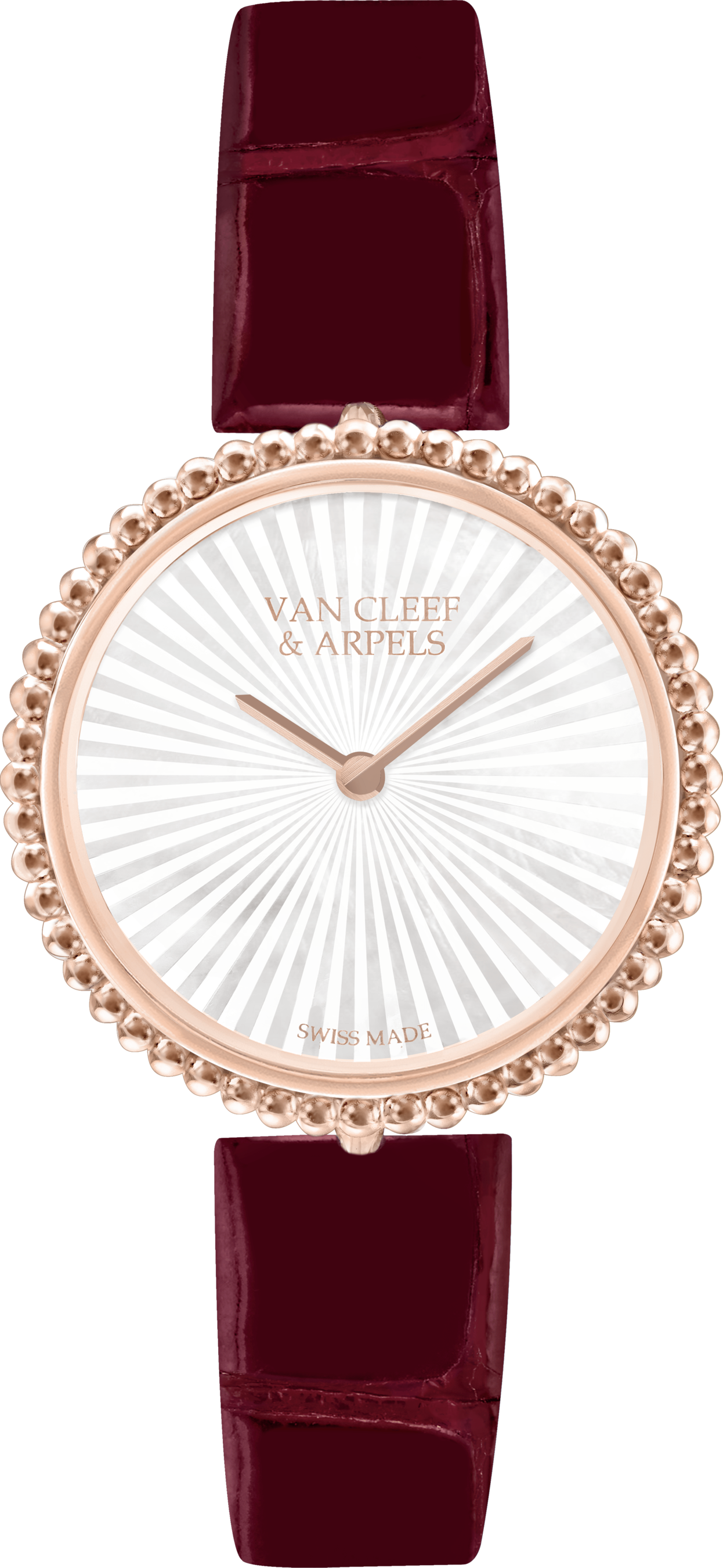 ペルレ ウォッチ ローズゴールド、 ホワイトマザーオブパール、 スイス製クォーツムーブメント