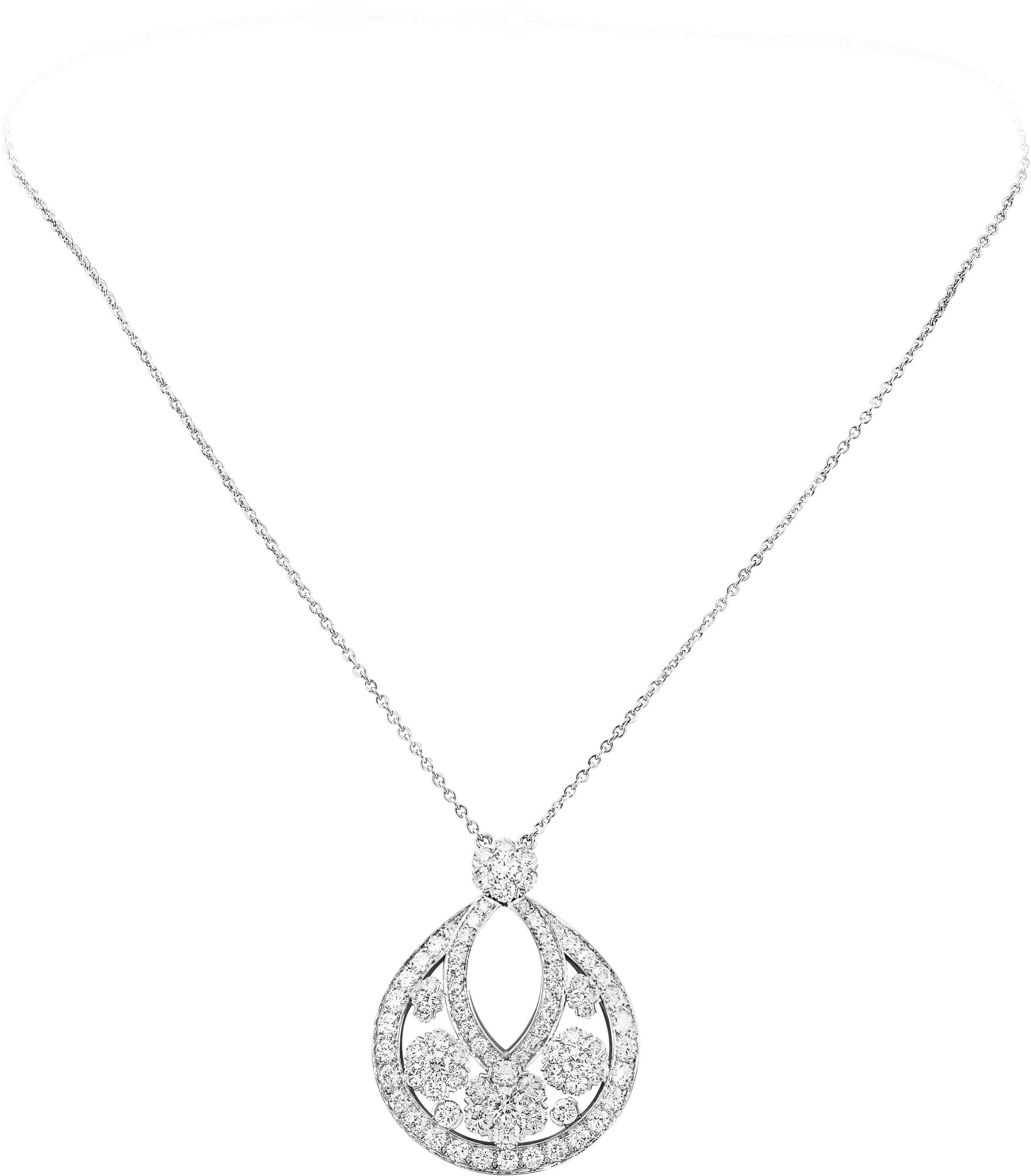 スノーフレイク ネックレス、取り外し可能なペンダント付き プラチナ、ダイヤモンド