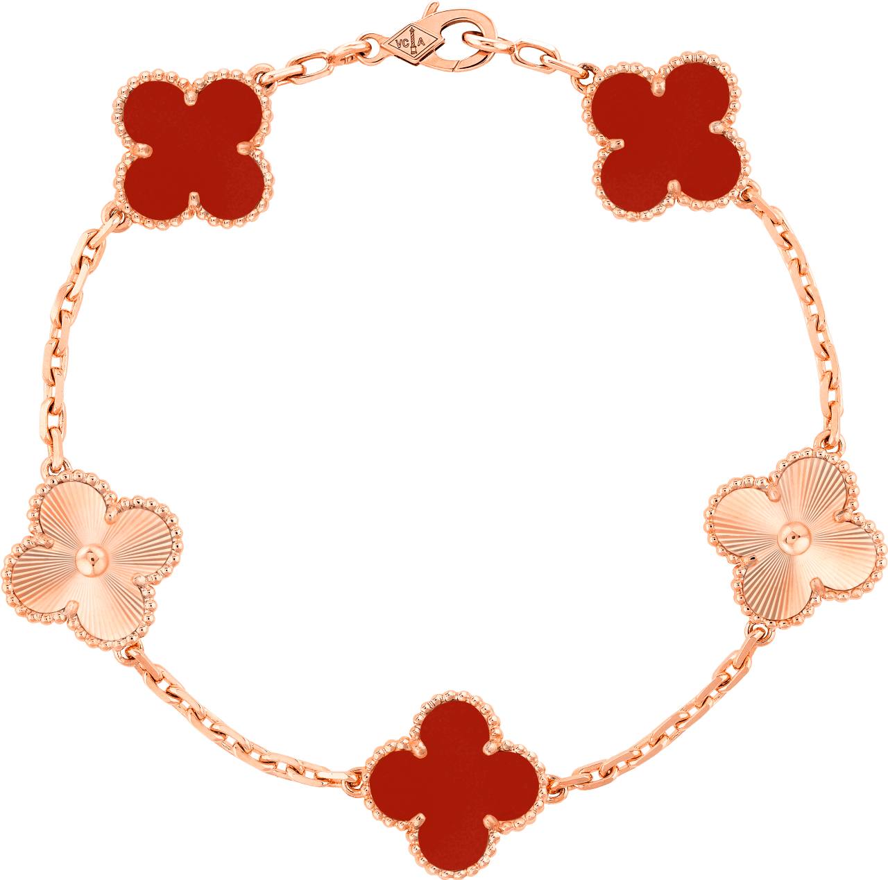 カーネリアン ピンクゴールド ブレスレット クローバー スウィート アルハンブラ ブレスレット 18K ローズ ゴールド