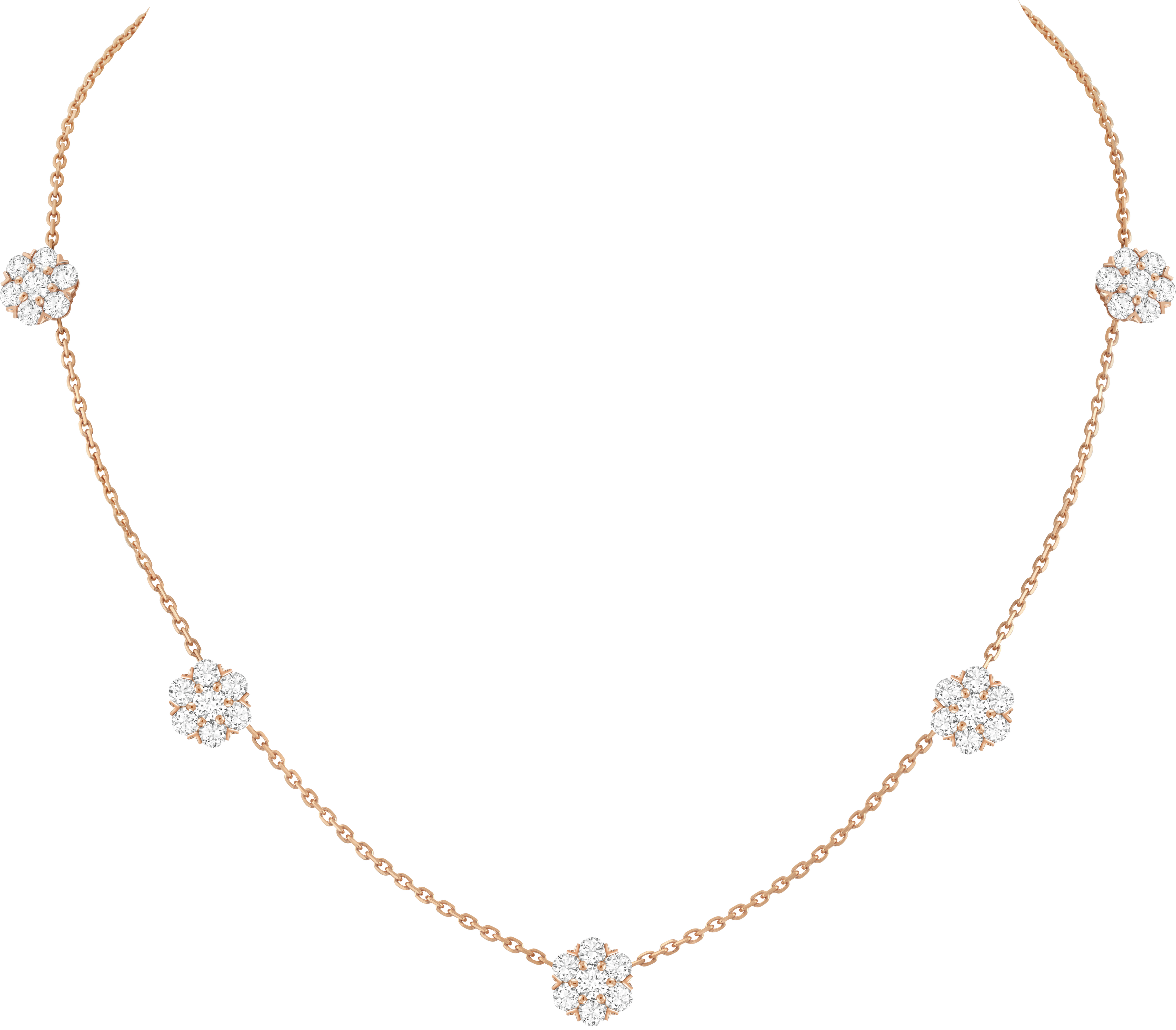 ヴァンクリーフ&アーペル　フルーレット　ペンダント フルーレット ネックレス、5モチーフ 18K ローズ ゴールド