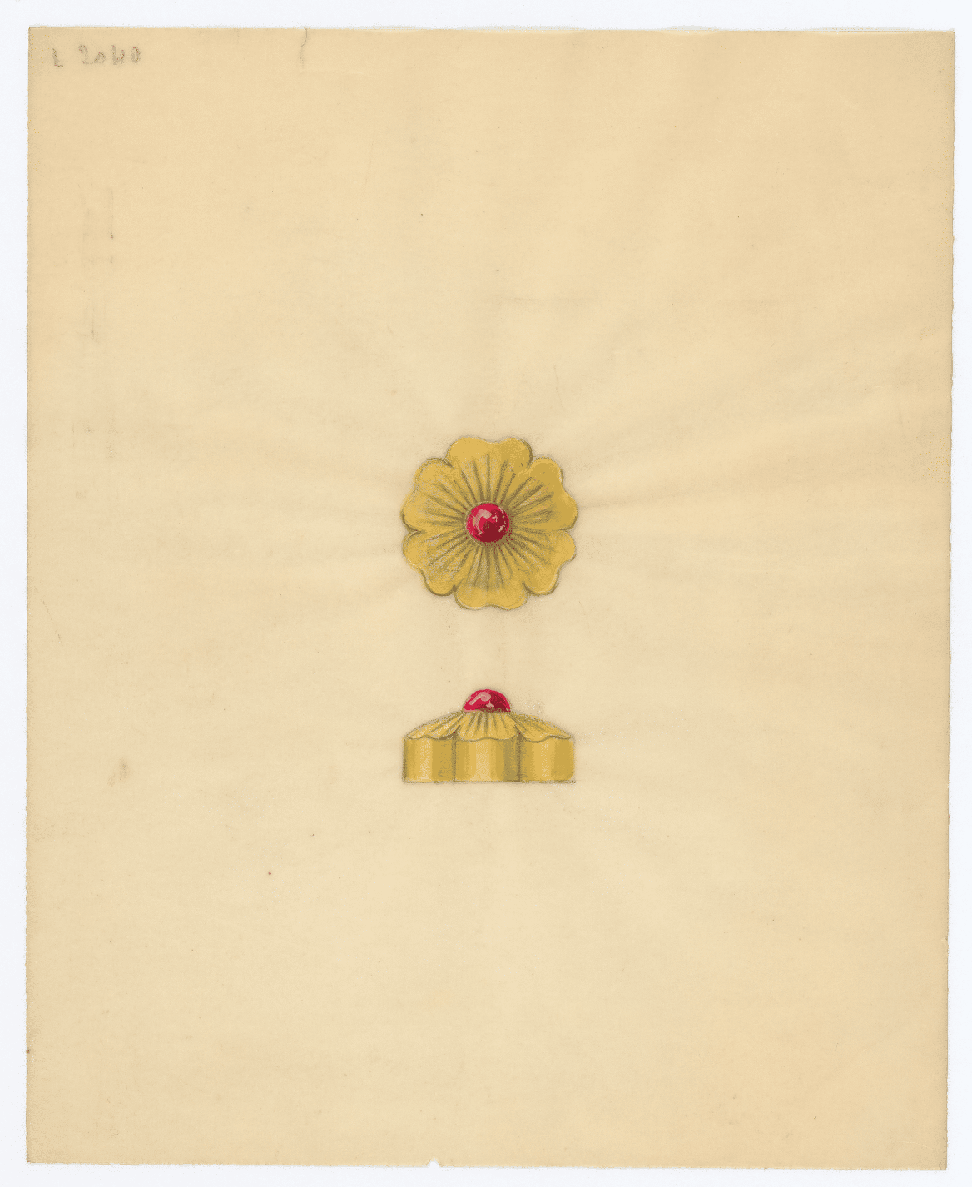 フラワー ケースのデッサン画、1960年頃（ヴァン クリーフ＆アーペル アーカイブス）