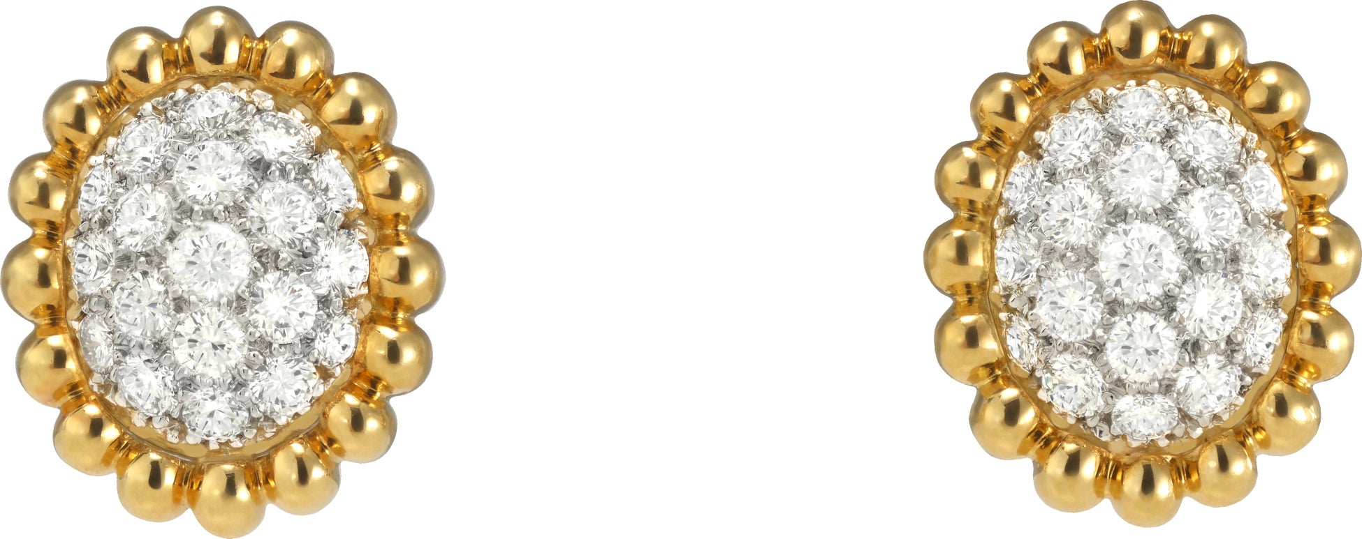 タルトレット イヤリング、1997年(イエローゴールド、ホワイトゴールド、プラチナ、ダイヤモンド) ヴァン クリーフ&アーペル コレクション