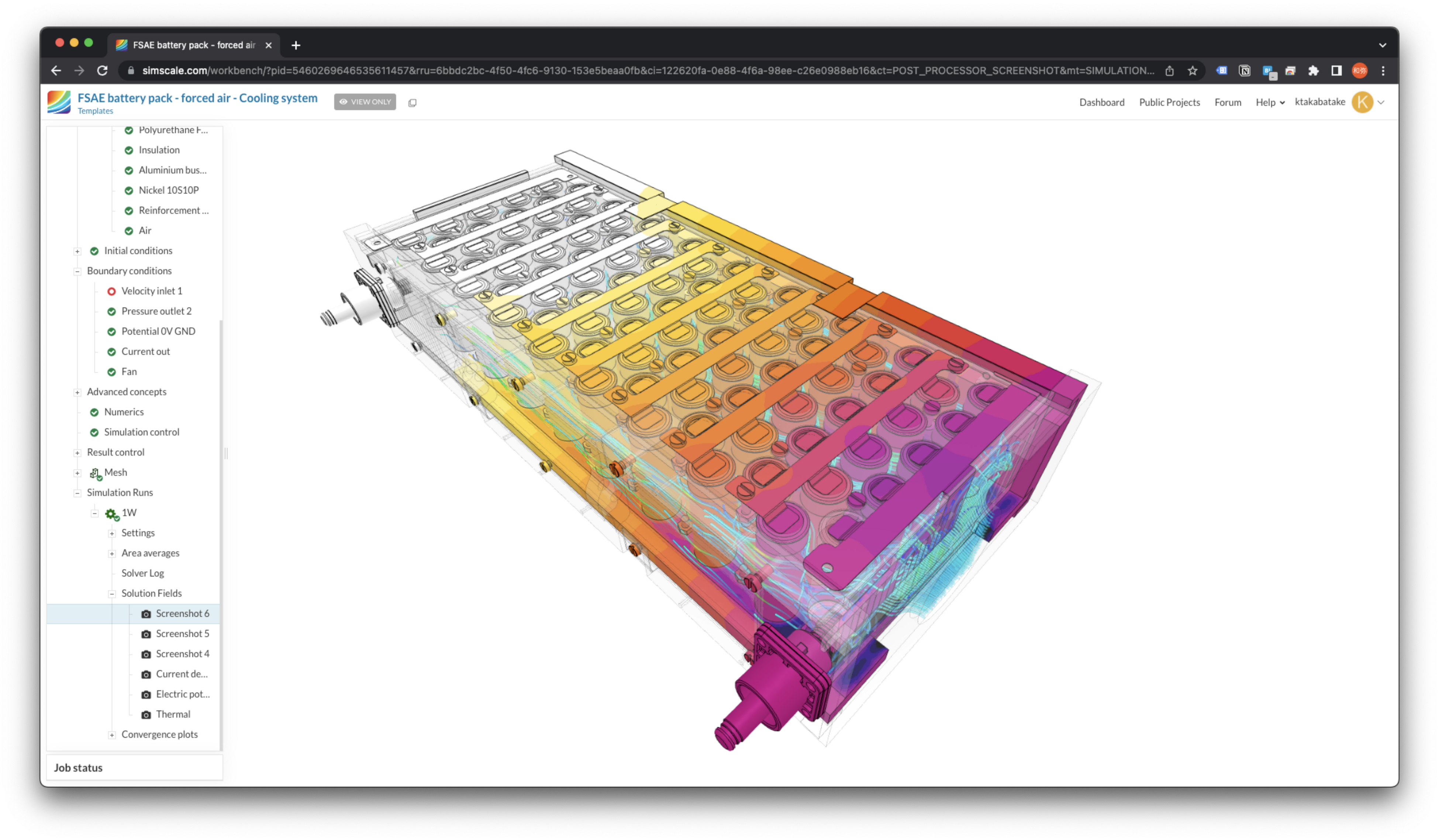 CFD(熱流体解析)を用いた電気自動車の車載バッテリーの空冷解析例