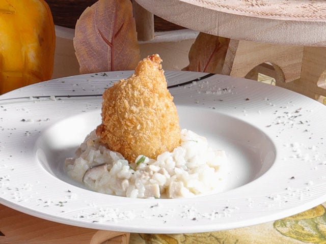 オマール海老のクロケット きのこリゾット