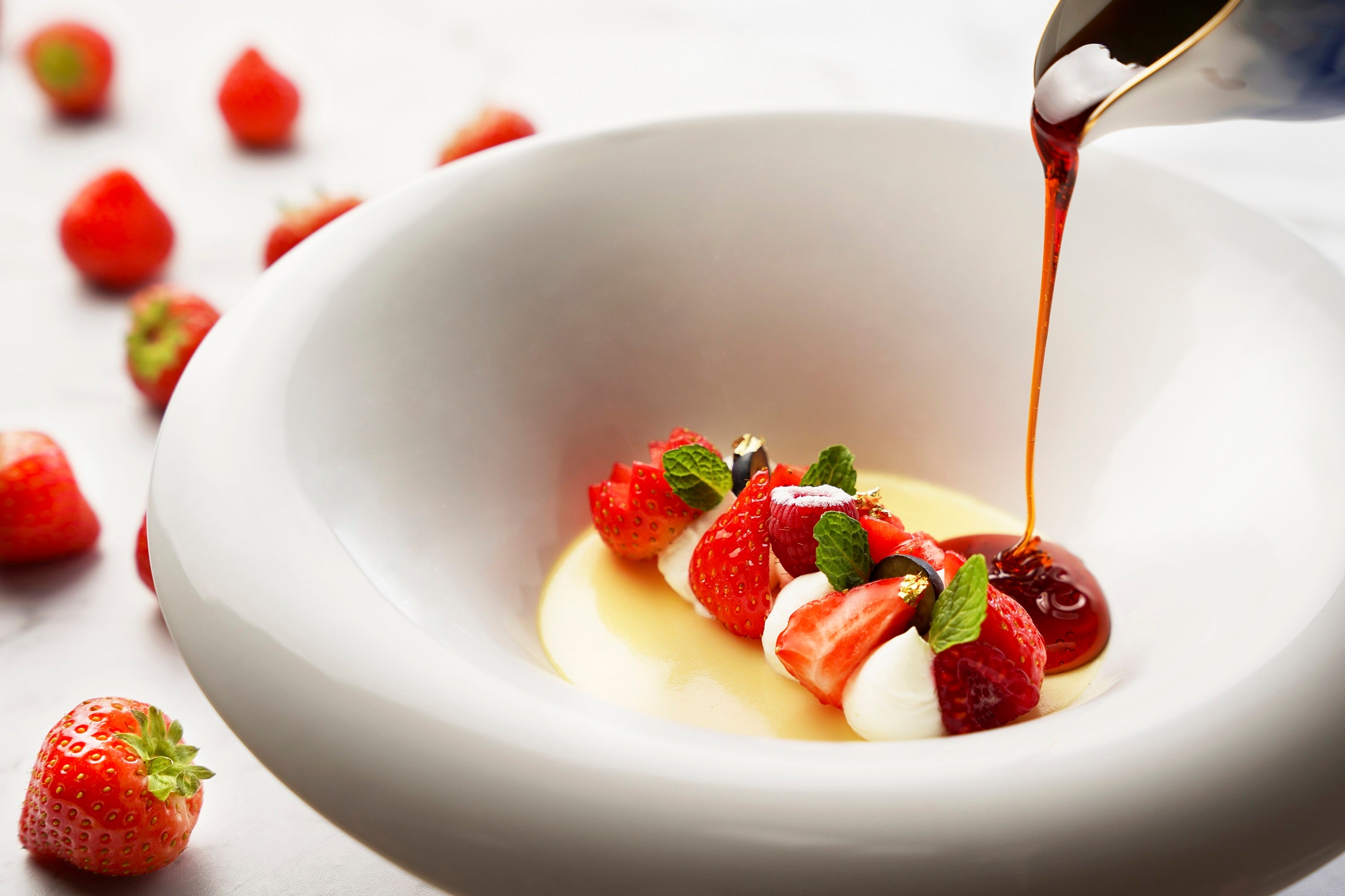 苺のプリンアラモード