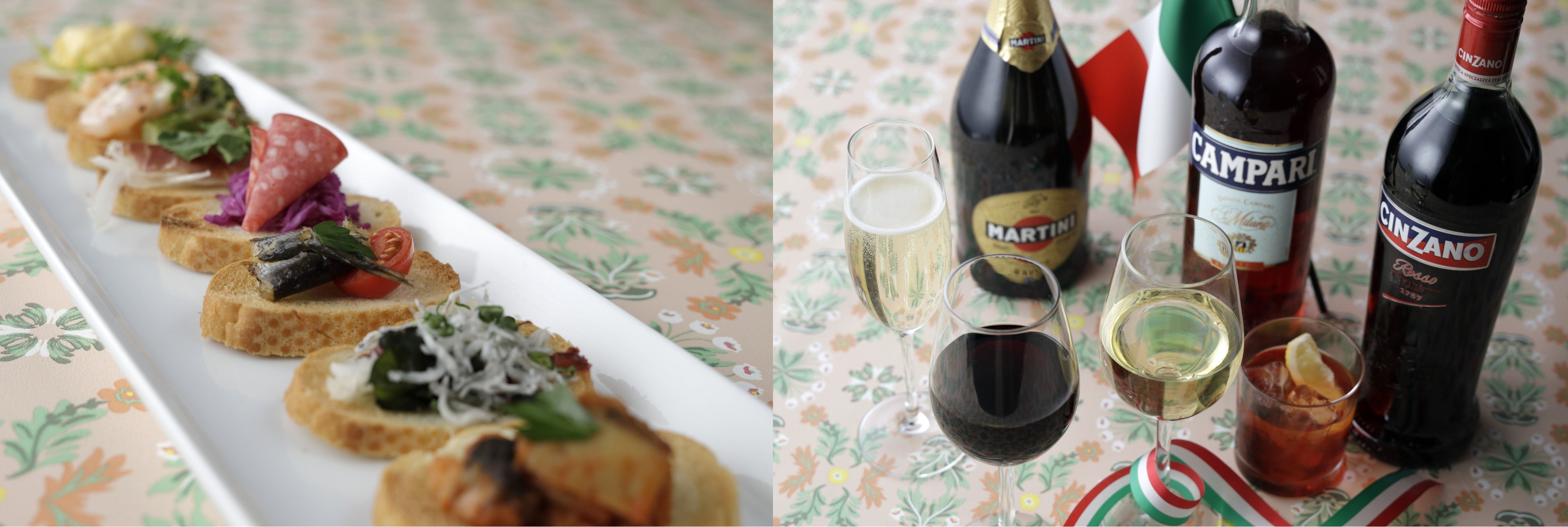 ブルスケッタ　　　　　　　　　　　　 　　　　　　　　　　　　　　　　　　　イタリアンワインやカクテル