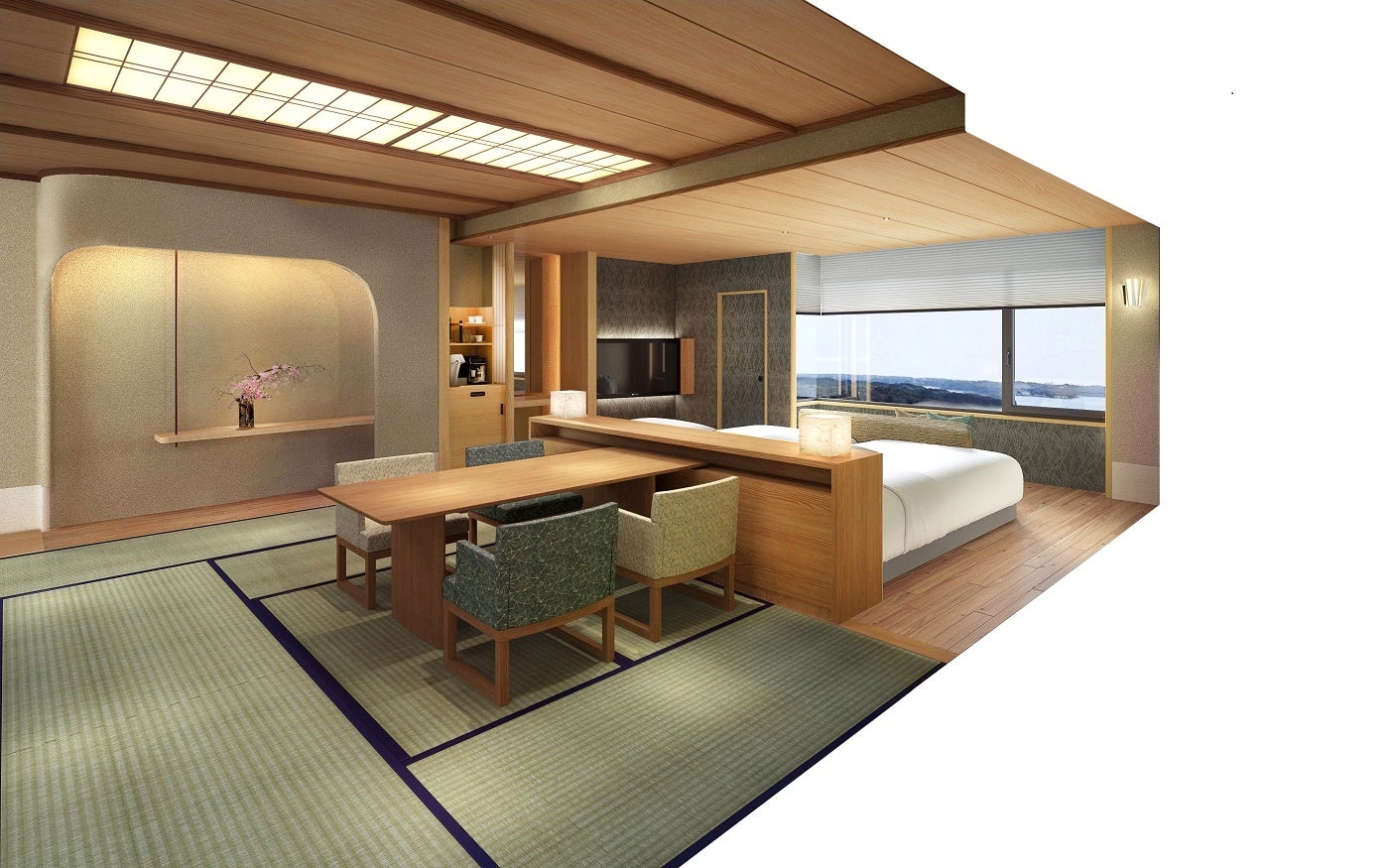 賢島宝生苑・華陽棟9階　特別フロア『翠景～Suikei～』　和室ベッド付タイプ（イメージパース）