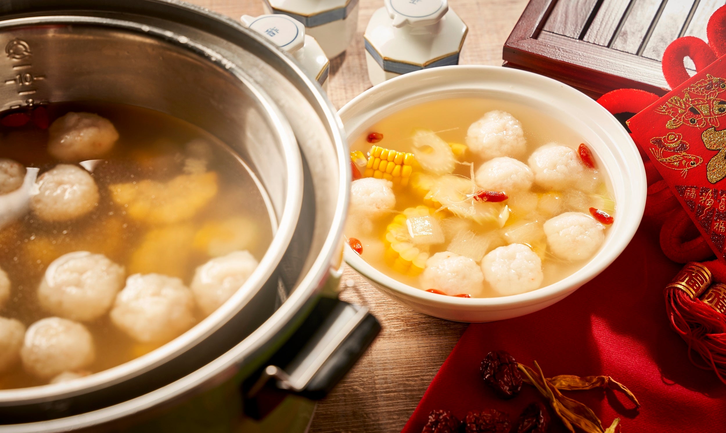 魚丸・冬瓜・玉蜀黍のとろみスープ