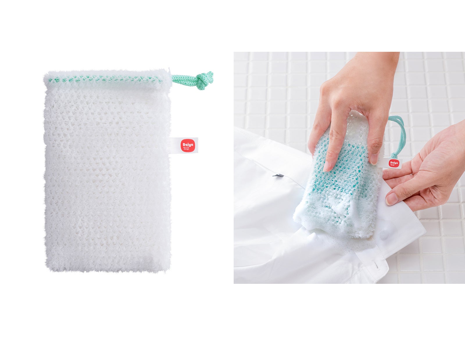 『洗濯せっけんネット』商品本体と使用シーン