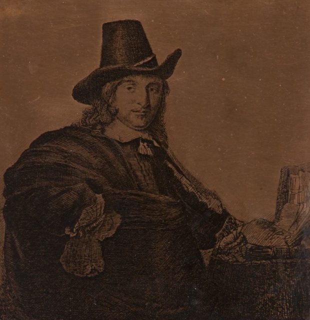 ヤン・アセレインの肖像 レンブラント・ファン・レイン 銅板　1647年頃