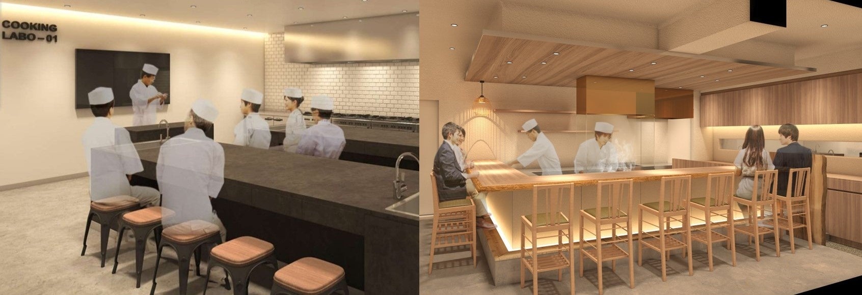 飲食塾（左）と併設店舗「守破離」（右）