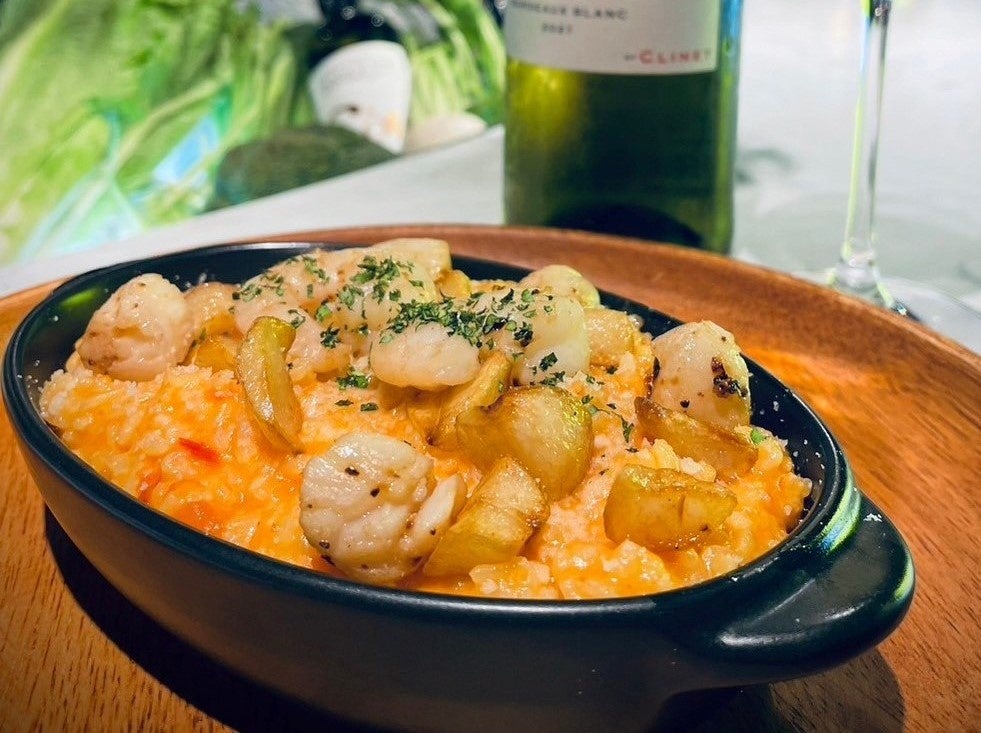 九大ニンニクとエビのトマトリゾット